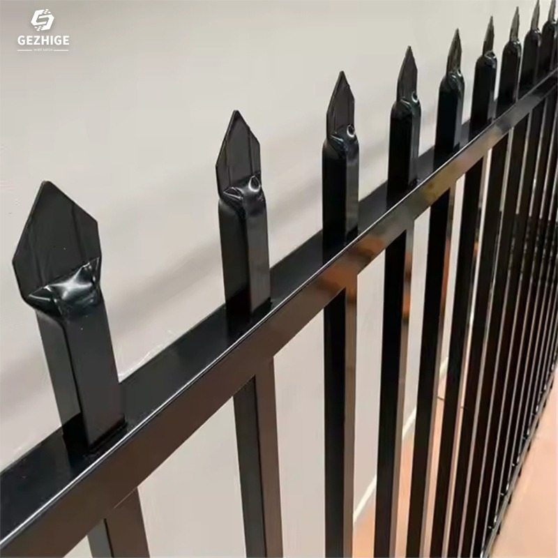 China Factory Supply Wrought Iron Fence Panel Steel Metal Picket Orname Tubular Steel Galvanize Fence Metal Picket Fence
