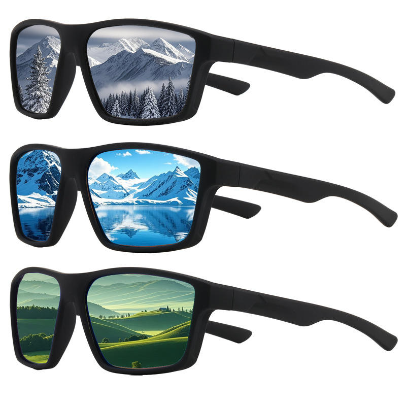 Sports Polarized Full-frame Sunglasses European American-style Square-frame Fashion Shades Outdoor Fishing Eyewear Unisex Casual